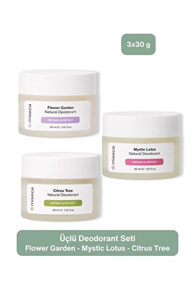 miseca Üçlü Doğal Deodorant Seti | Flower - Citrus - Lotus