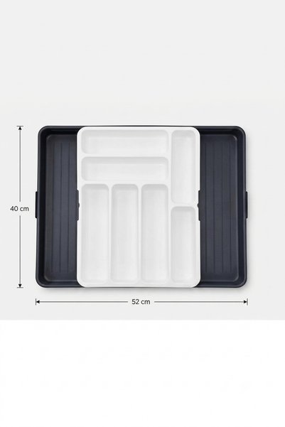 Simply Now Multifunctional Pull-Out Winged Kitchen Drawer Organizer, White-Anthracite, 1 Piece Set