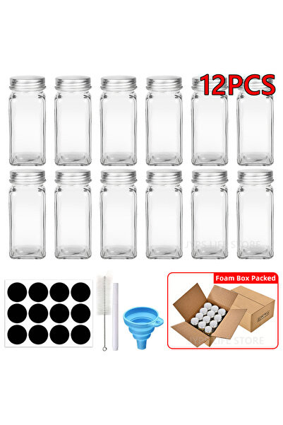 Choice 12pcs 12Pcs Glass Jars with Metal Lids Salt Pepper Shaker Seasoning Co...