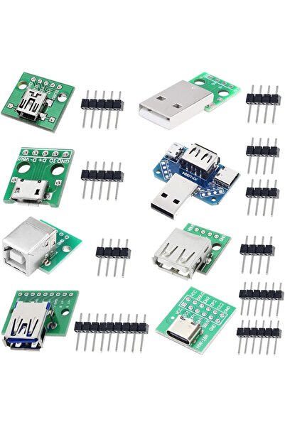 DAOKAI Комплект от 8 USB към DIP адаптера, USB Type-C, USB Type-B, USB 2.0, U...