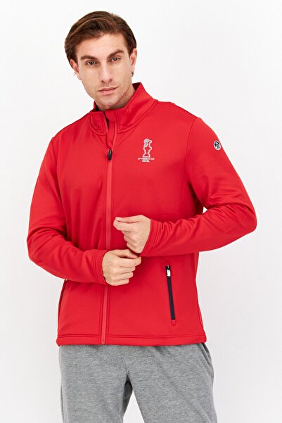 North Sails Men High Neck Graphic Print Full Zip Soft Shell Jacket, Red