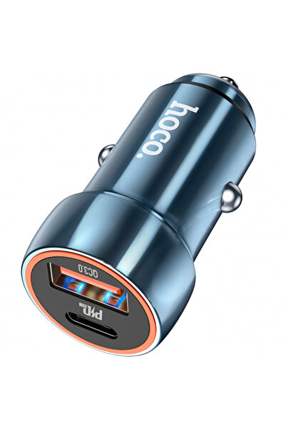 Hoco Incarcator Auto Z46A, 20W, 3A, 1 x USB-A - 1 x USB-C, Albastru