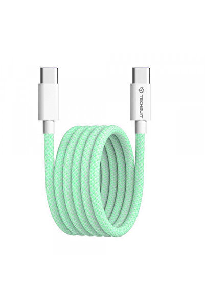 Techsuit Cablu Date si Incarcare USB-C - USB-C PCB114D, 60W, 1m, Verde
