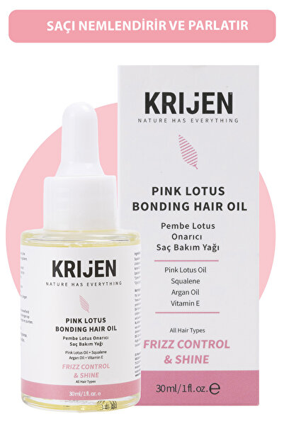Krijen Pembe Lotus Besleyici Saç Bakım Yağı | Anti-Frizz & Parlak Görünüm 30 ml