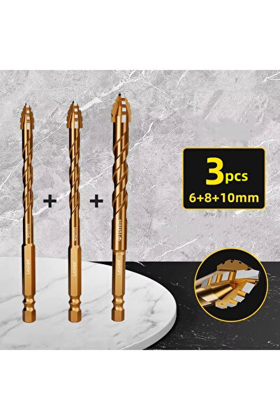 Choice11 Hexagonal 3pcs 6 8 10mm Upgraded Four-Edged Sawtooth Drill Bit Profe...