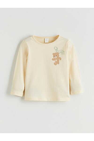 LC Waikiki Trendlucky Girl's Long Sleeve T-Shirt with Teddy Bear Print