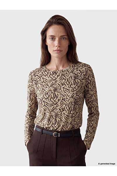 LC Waikiki Original Oval Collar Patterned Women's T-Shirt