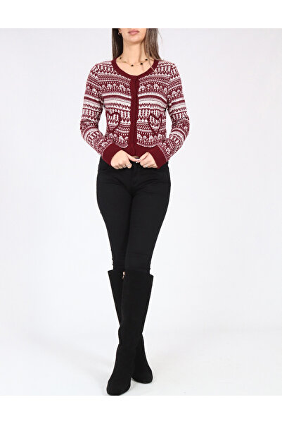 Evendi Cardigan, Rosu/Alb