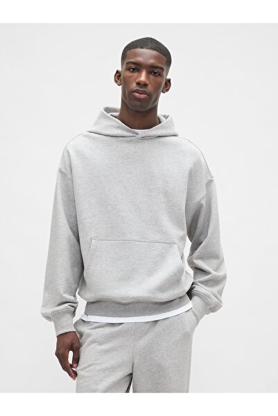 GAP Erkek Açık Gri Heavyweight Oversized Sweatshirt