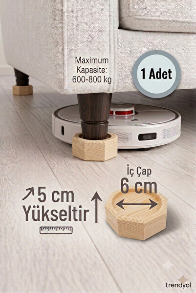 iDekor Robot Süpürge İçin Doğal Ahşap Koltuk Baza Yükseltici (5 cm Yükseltir,...