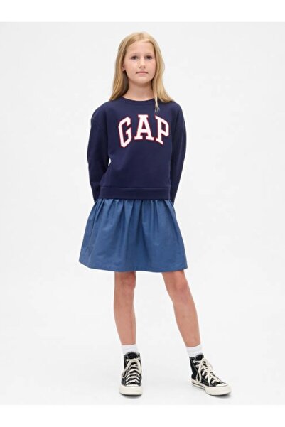 GAP Kids Gap girl's skirted sweatshirt dress with denim top, ages 4-16, navy