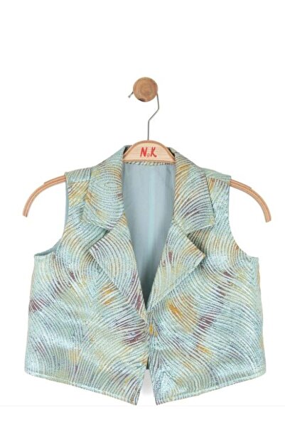 nk kids Nk Girl's Jacket Collared Patterned Vest 8-14 Years Old Mint