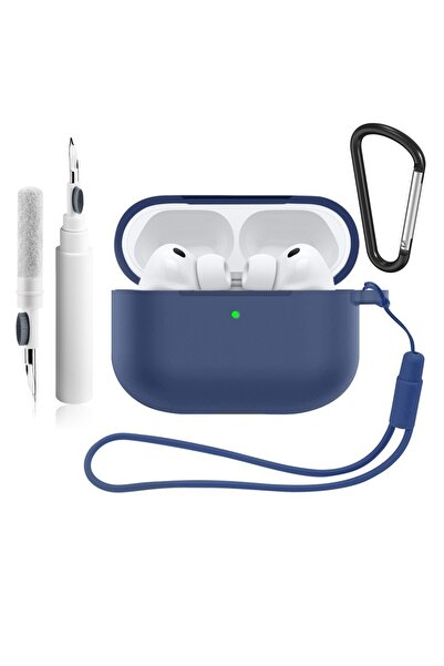 Choice9 غطاء حماية من السيليكون الناعم باللون الأزرق الداكن لسماعات AirPods P...