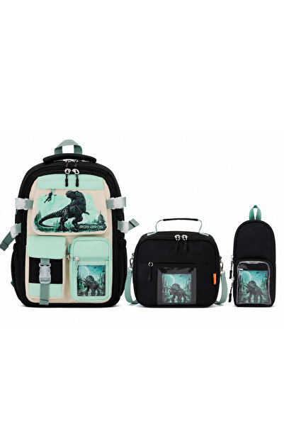 Roxbros T-Rex Dinosaur Printed Boys' Primary School School Bag Thermal Lunch ...