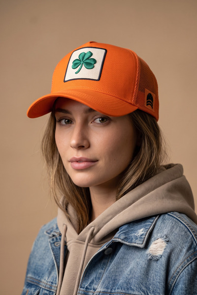 all hats Clover Embroidered Trucker Hat – Mesh Hat with Patch Detail