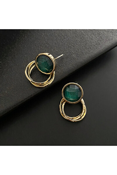 Choice green Retro Green Brushed Round Earrings for Women Temperament Simple ...