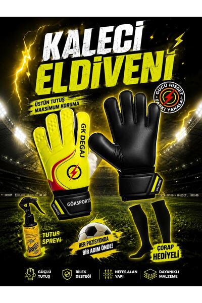 Gök Sports Çocuk ve Yetişkin Kaleci Eldiveni Goalkeeper Gloves Bilek Bandajlı...