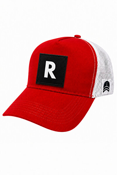 all hats R Letter Patch Detailed Mesh Trucker Baseball Cap