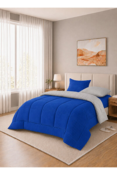 Hotel Linen Klub Stripe Reversible  Comforter Set- Ultra Soft  Microfiber Fab...