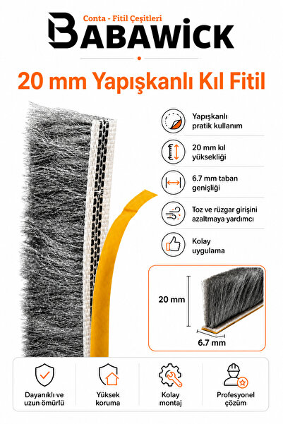 BABAWİCK 10 Meters Adhesive Bristle Wicks 20mm Height Glass Balcony and Alumi...