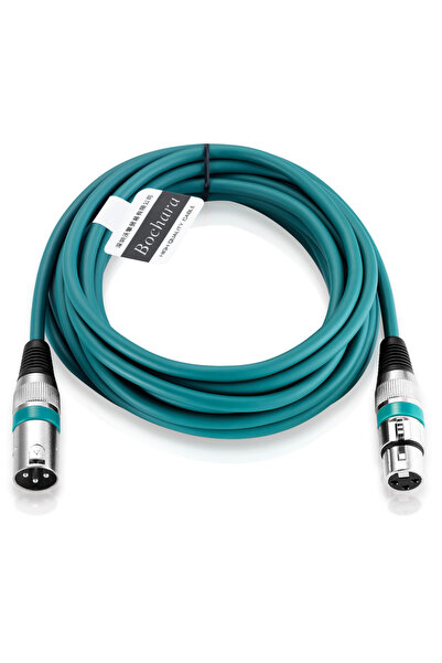Choice 2m Green Bochara Coloured XLR Cable Male to Female OFC Audio Foil+Brai...