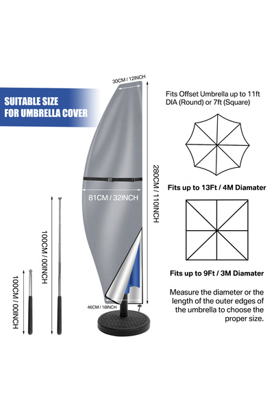 Choice9 Banana 280CM Outdoor Cantilever Umbrella Cover Waterproof Patio Paras...