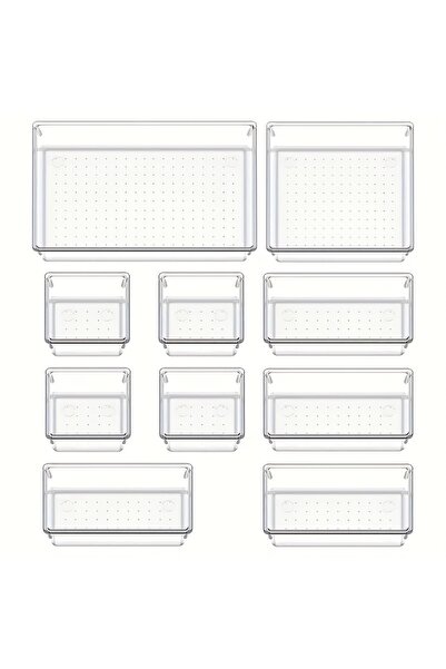 Choice 10PCS 10-Piece Versatile Drawer Organizer Set - Clear Plastic Trays an...