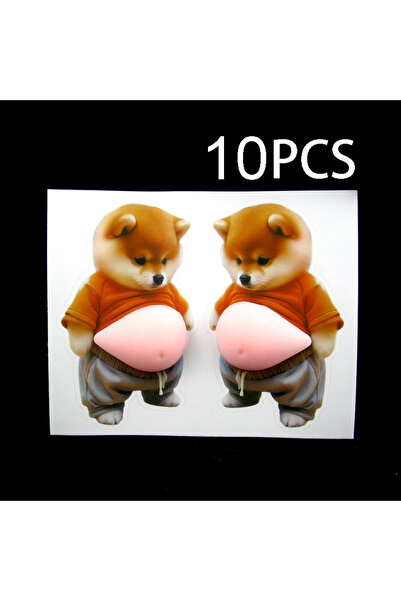 choice2 10PCS No.1 3D Shiba Inu Stickers – Cute Orange Apparel Shiba Inu Stic...