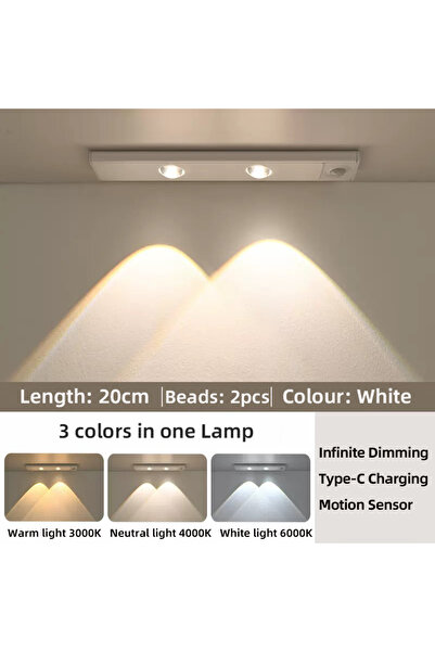 Choice7 20cm white 3 colors in one Lamp White/Black LED Cabinet Light USB Rec...