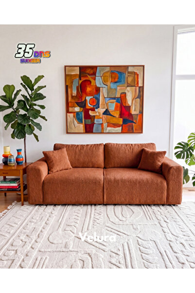 Velura Home & Living Sora 3'lü Kanepe & Üçlü Koltuk - Kiremit