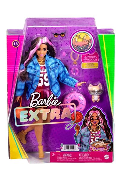 Barbie HDJ46 باربي إكسترا - دمية مع سترة منقوشة