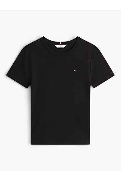 Tommy Hilfiger SLIM CODY C-NK SS Kadın siyah T-shirt WW0WW40587BDS