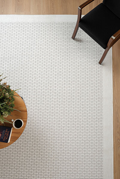 Santiva Home Bordürlü Sisal Halı Gri Krem – Kaymaz Taban, Yıkanabilir,Robot S...