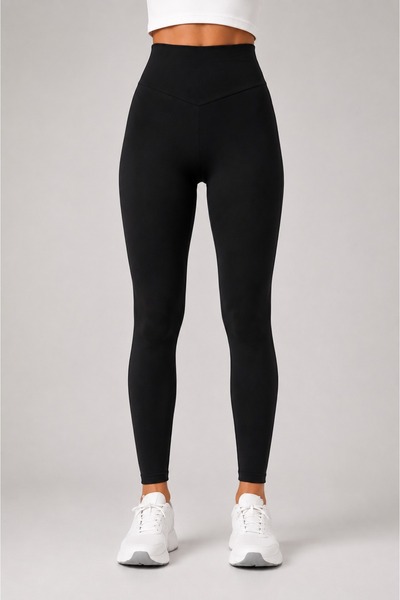 Grenj Fashion Black Diver Extra High Waist Sports Tights