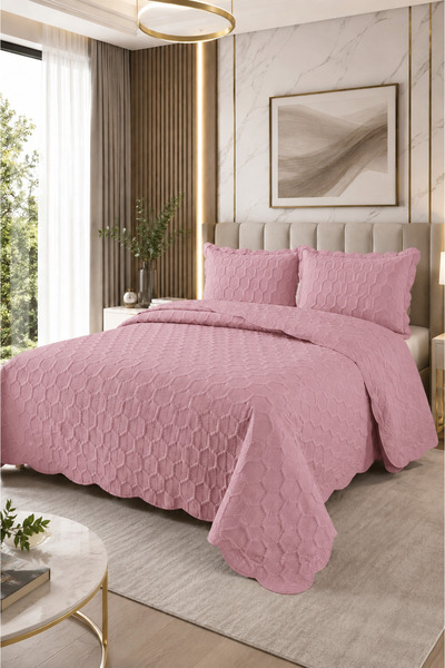 Bella Home طقم مفرش سرير مزدوج ثلاثي الأبعاد هوني كومب (3 قطع) - 260x240 سم