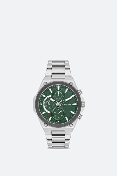 Avva Men's Silver Color-Green Gift Boxed Metal Cord Wristwatch B009040