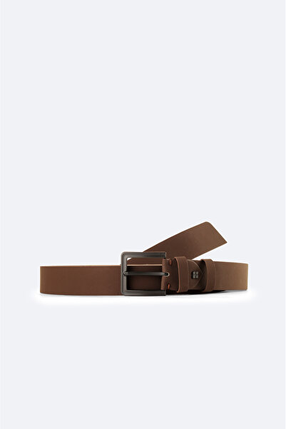 Avva Men's Brown 100% Leather Classic Buckle Belt A42Y9305