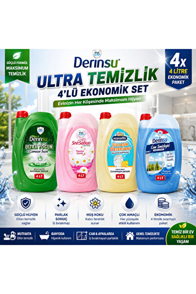 DERİNSU KİMYA ✨ DERİNSU ULTRA YOĞUN 4'LÜ TEMİZLİK SETİ ✨