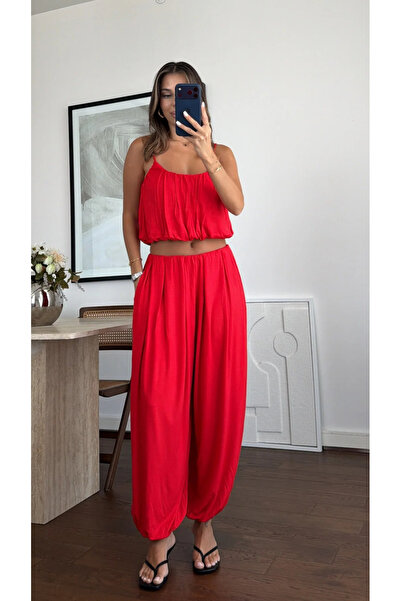 My Blog Red Strappy Shalwar Modal Suit - 4167