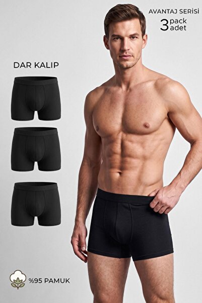 Aytuğ&Mısırlı Mısırlı Erkek Pamuklu Ekonamik Üçlü Pack Boxer Siyah