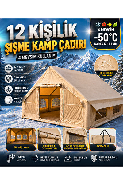 POBO 12 Kişilik Büyük Boy ŞİŞME Kamp Çadırı Plaj Tatil Deniz Çadır Oxford Kum...