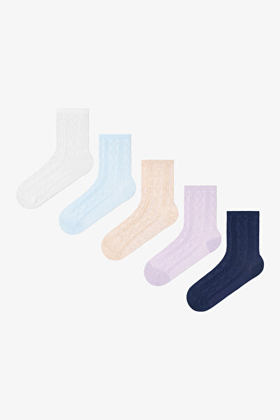 Penti 5 Pairs of Cotton Ruffled Self-Patterned Booties Socks