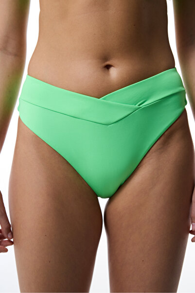 Penti Partea de jos de bikini verde cu tăietură în V