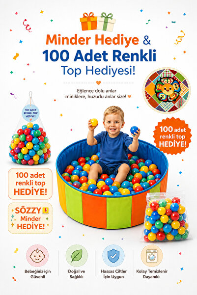 Sozzy 100 Toplu katlanır Top Havuzu-Sozzy minder HEDİYELİ