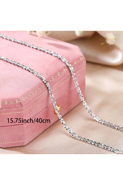 Choice Necklace 40CM S925 Sterling Silver Necklace 2mm Sparkling Collarbone, ...