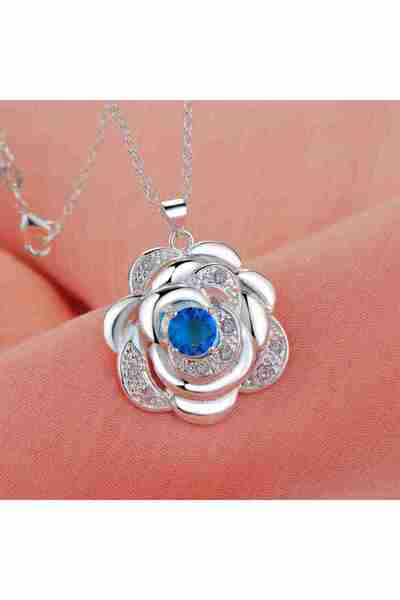 Choice AN1878-TB 925 Sterling Silver Necklace Big Flower Pendant for Women Hi...