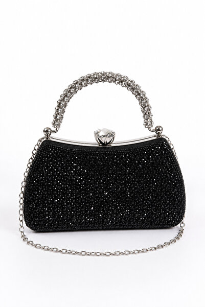 Famels Evening Dress Bag with Drop Stones, Stone Handle and Chain Handle/Hand...