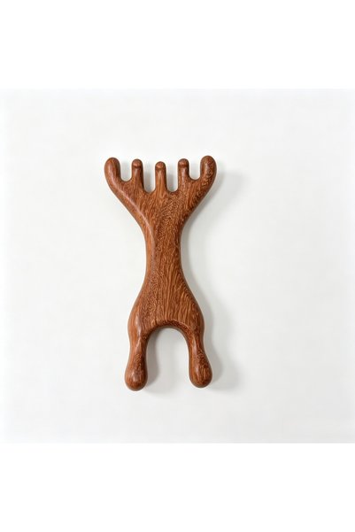 Choice3 Double-headed antler Wooden Gua Sha Tool for Face Body Foot Massage, ...