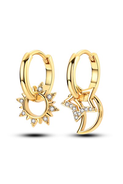 Choice35 KTE119-GD أقراط فضية 925 ذهبية اللون للنساء أقراط دائرية على شكل قلب...