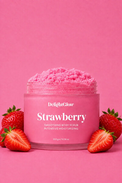 DelightGlow Strawberry Vücut Peelingi 300 g - Nemlendirici Tuzlu Body Scrub
